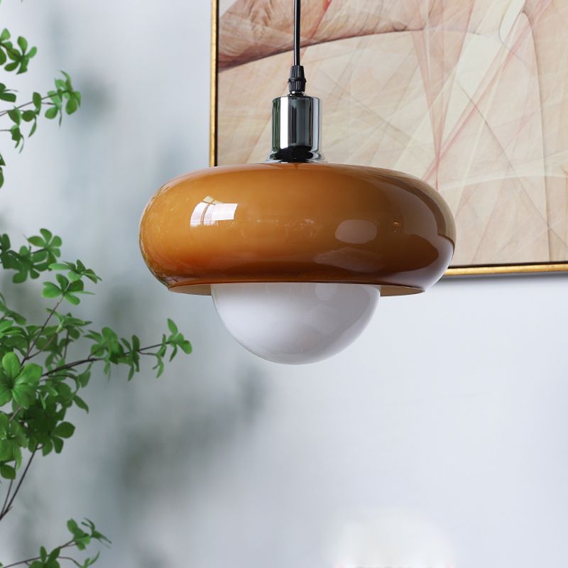 Nordic moderne 1-Light Pendant Light Drum Glass Prending Pendant Pendant Light for Bedroom