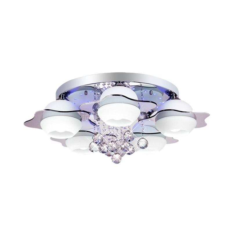 Blumen-Deckenleuchte, moderne Kristallkugel, 3/5/7 Köpfe, graue Unterputzleuchte in warmem/weißem Licht