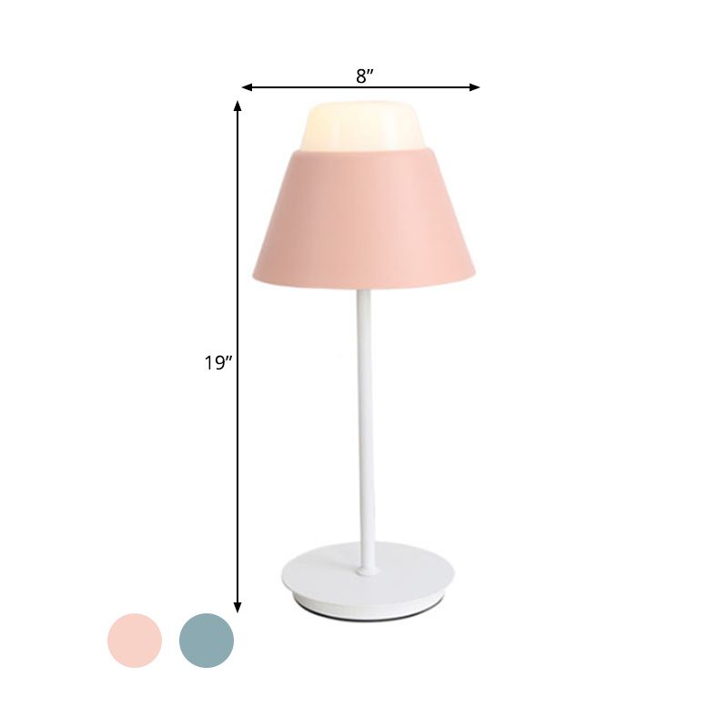 Table du cône de finition rose / bleu Light moderniste 1 lampe de bureau à teinte acrylique légère pour salle d'étude