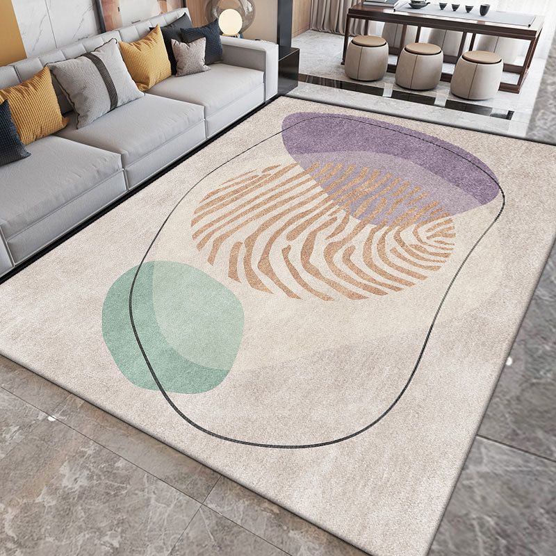 Beige Nordic Carpet Polyester Color Piece Area Rug Stain Resistant Rug for Sitting Room