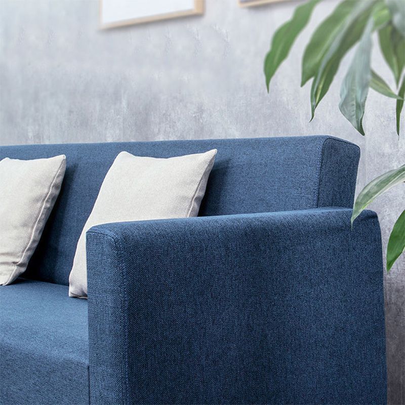 Cotton Blend Loose Back Square Arm Slipcovered Convertible Sofa Bed for Apartment