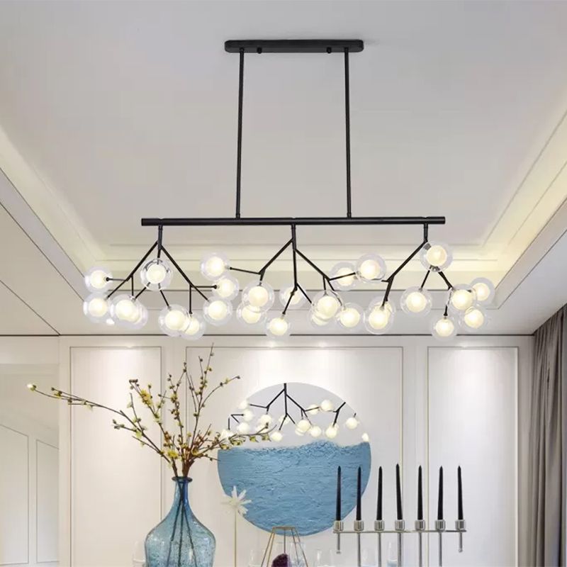 27 Bubbles Island Lighting Contemporary Metal Hanging Chandelier in Black Finish
