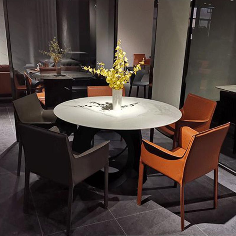 Upholstered Dining Room Chair Modern Style Faux Leather Arm Chair