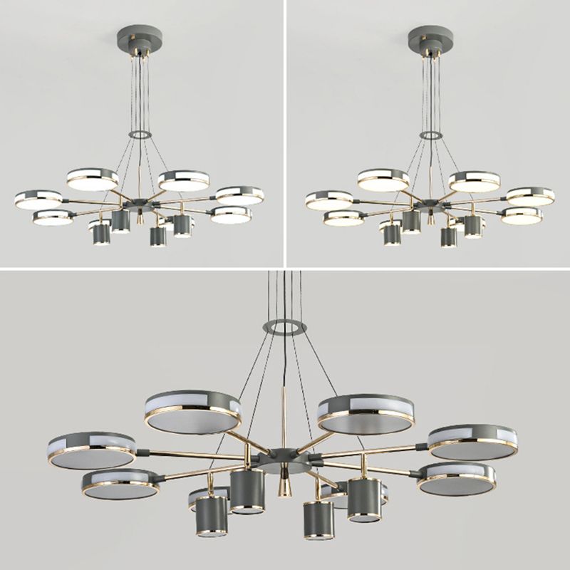 Sputnik LED Chandelier Creative Minimalist Acrylic Grey Hanging Light for Living Room