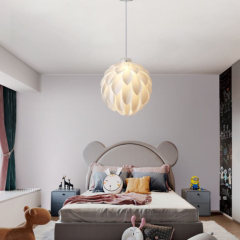 Wit led hanglamp in moderne beknopte stijl smeedijzeren hangende lamp met plastic schaduw