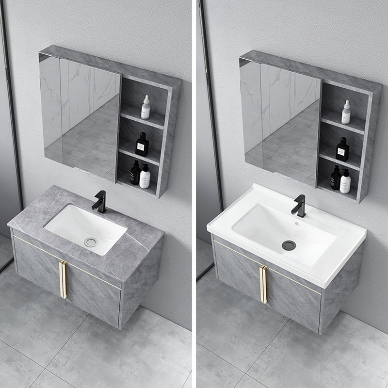 Contemporary Sink Vanity Mirror Cabinet Wall Mount Vanity Cabinet with Storage Shelving
