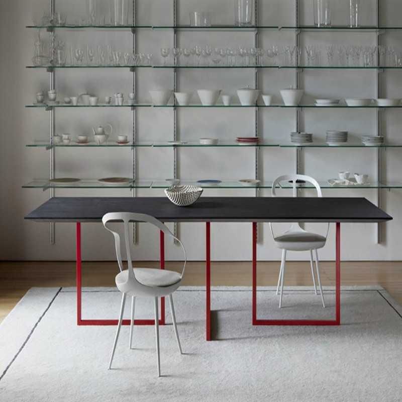 Mesa de comedor de madera sólida Mesa fija industrial para comedor