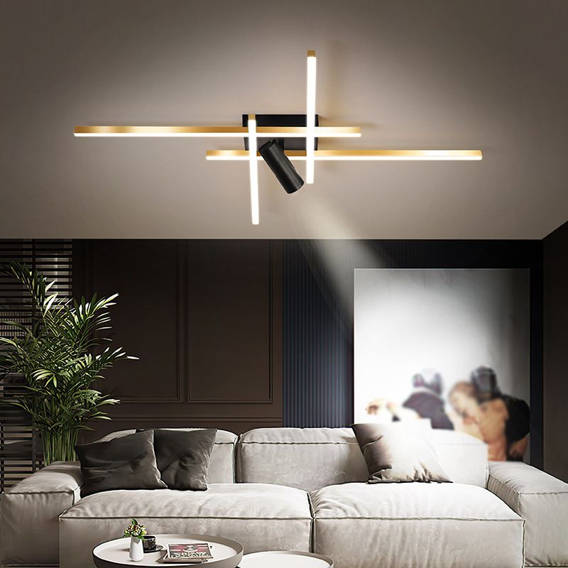 Modern Gold Semi Flush Ceiling Spotlight LED Track Light Fixture for Dinning Room