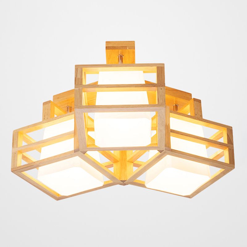 Log kleur geometrische inbouw in moderne creatieve stijl houten plafondarmatuur voor binnen