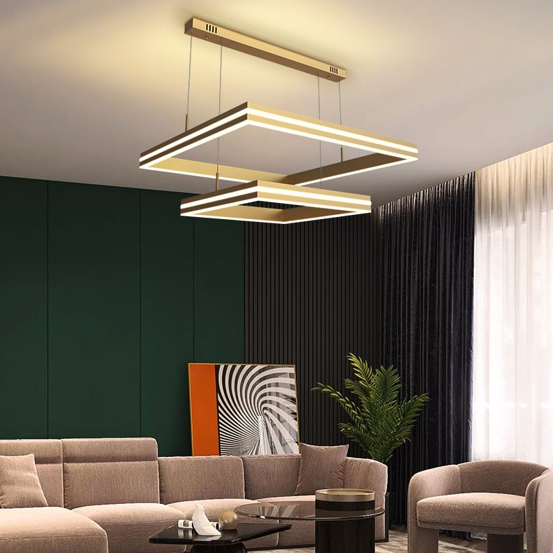 Quadratische Form Kronleuchter Lichter moderne Metall 2 leichte Kronleuchterbeleuchtung