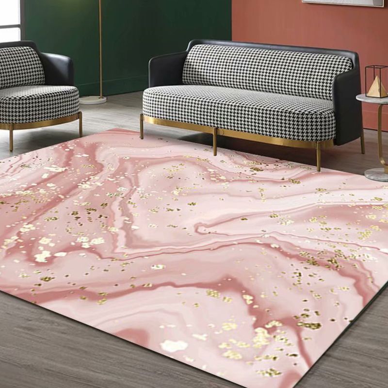 Modern Ink Painting Rug Polyester Area Carpet Stain Resistant Indoor Rug for Living Room