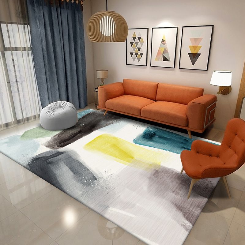 Living Room Indoor Rug Contemporary Abstract Printing Carpet Polyester Washable Area Rug