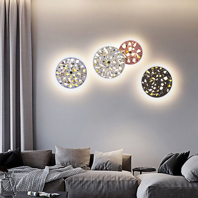 Nordic Cement Wall Light Round Colorful LED Wall Sconce for Living Room