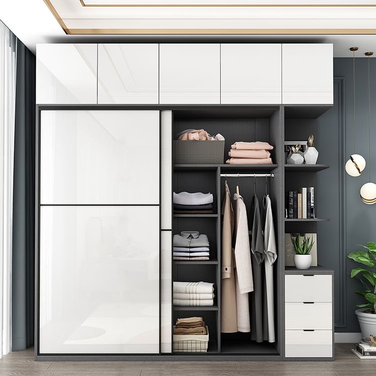 Modern Home Wardrobe Cabinet Engineered Wood Wardrobe with Drawer