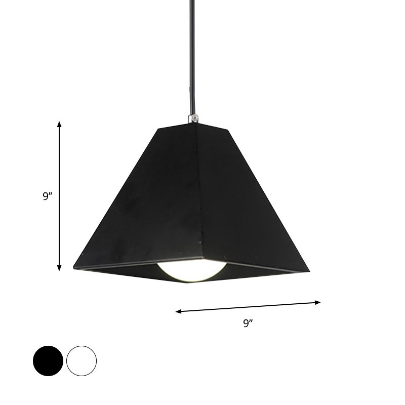 Pyramid Living Room Hanging Lamp Modern Metal 1 Light Black/White Pendant Lighting with Adjustable Cord