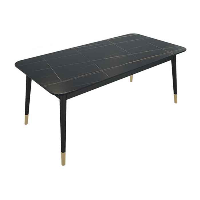 Rectangle Sintered Stone Dining Table Traditional Luxury Dining Table with Black Frame