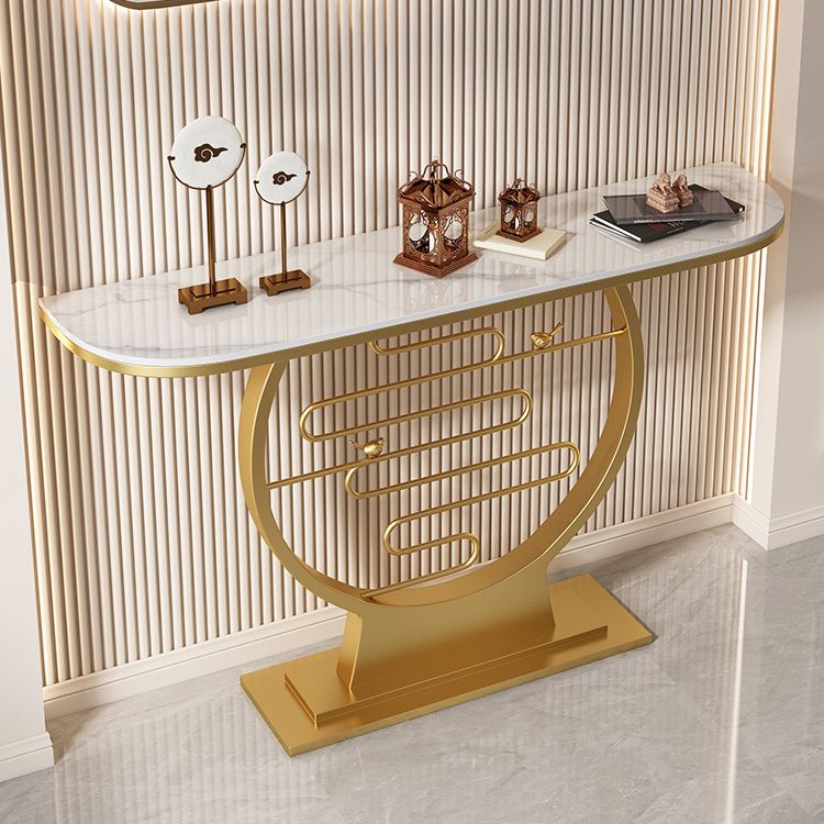 Glam Half Moon Console Table Stain Resistant End Table for Hall