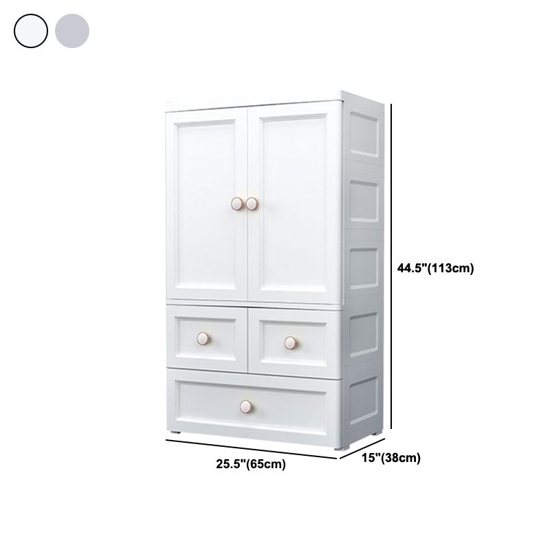 White and Grey Wardrobe Armoire Contemporary Plastic Wardrobe