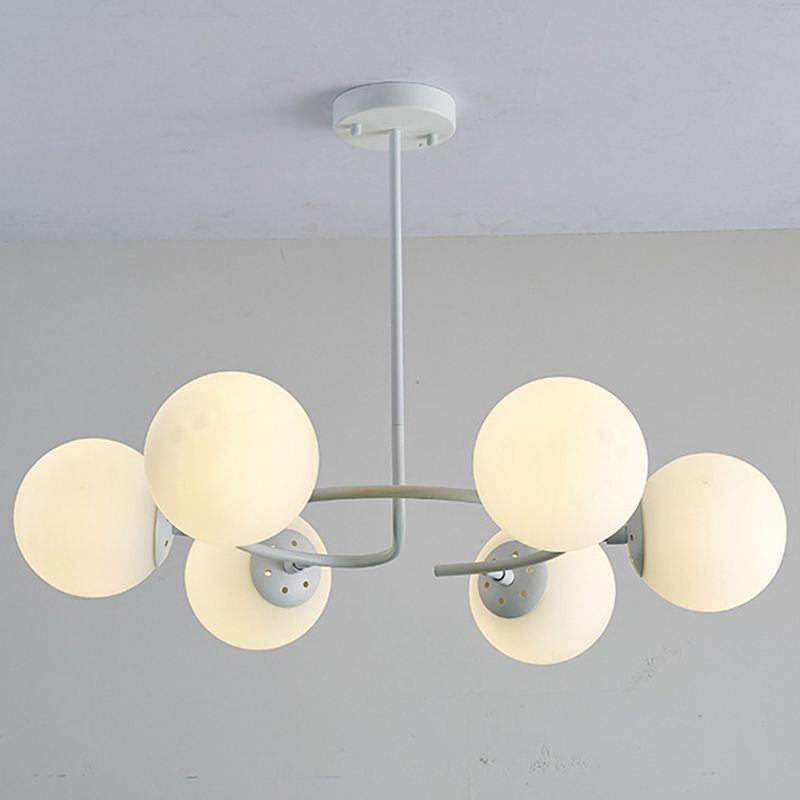 Sphere Chandelier Lighting Fixtures Modern White Glass Suspension Light for Bedroom