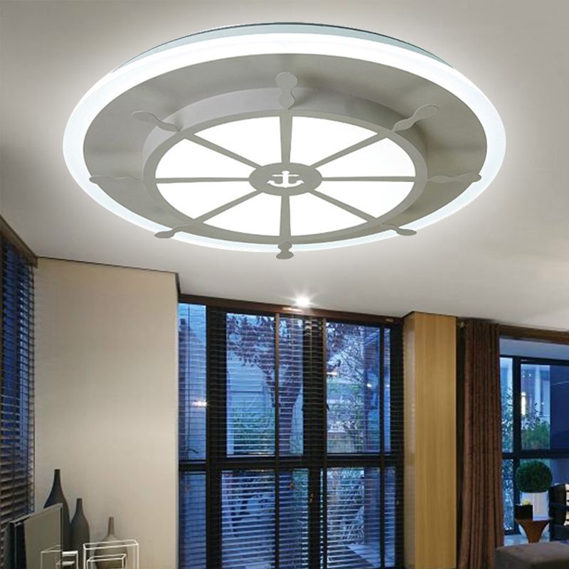 Metalen kompas inbouwlamp eetkamer nautische stijl plafondlamp in witte afwerking