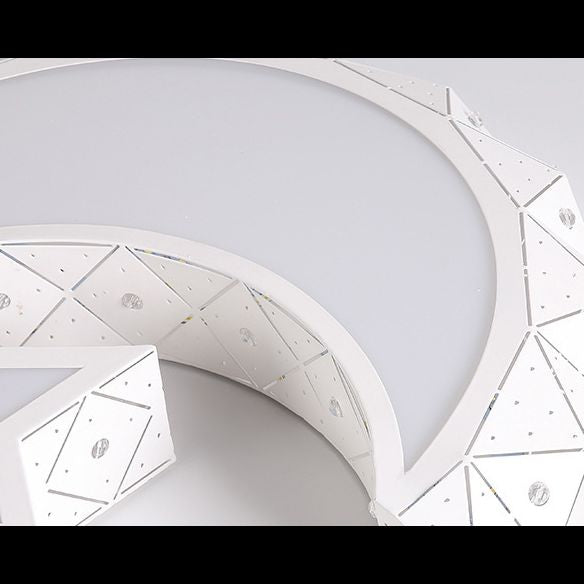 Nordic White Metal Flush Mount Light Fixture Cartoon Moon Flush Mount Spotlight for Kids Bedroom