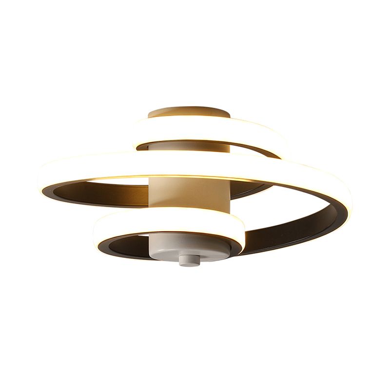 Plafonnier en acrylique spirale contemporain LED blanc/noir et blanc éclairage encastré en lumière chaude/blanche/3 couleurs