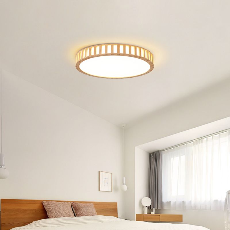Bois 1-Flush léger Mount Ceiling Fixture Modern Style Drum Flush Mount Lamp for Living Room
