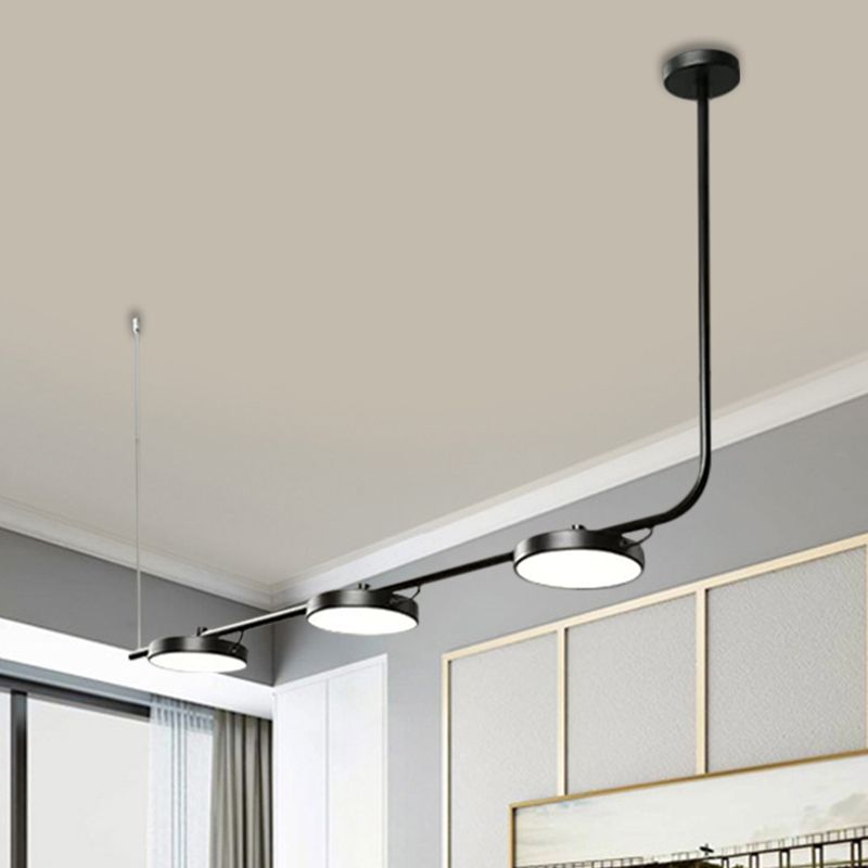 Moderno lampadario semplice/nero semplice con tonalità di tamburo 2/3 luci in metallo l'illuminazione per sala da pranzo