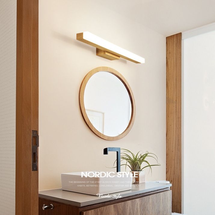 Nordic Simple Wood Mur Vanité Lumière Lumière et luminaire de vanité résistante au brouillard