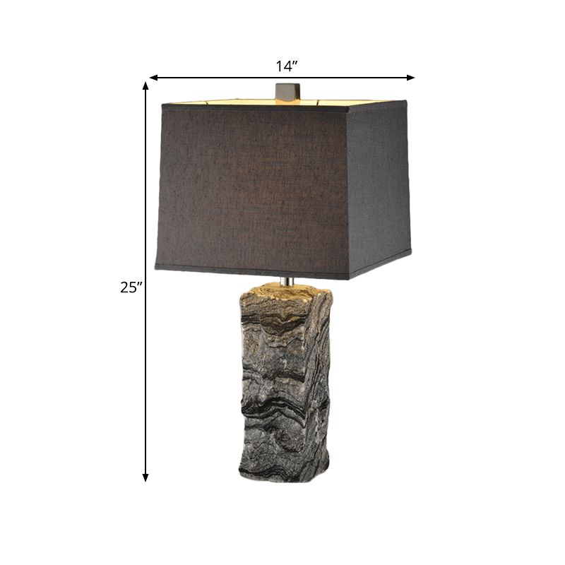 Marble Night Table Rectangular Light Modernisme Lampe de bureau à tête en noir avec de l'ombre en tissu