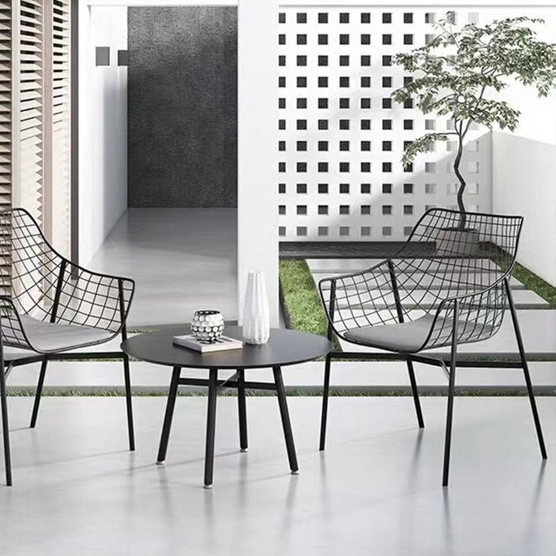 Iron Dining Side Chair with Water Repellent Finish Cushion Modern Dining Side Chair