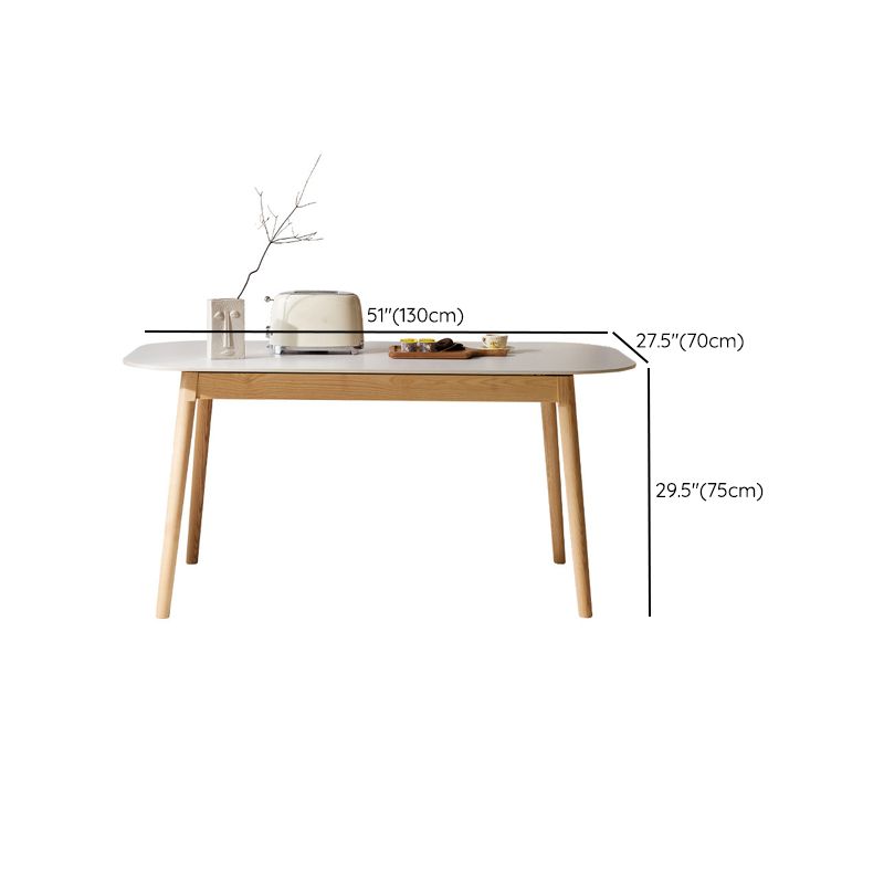 Modern Style Rectangle Table Sintered Stone Table with Wood Legs for Home