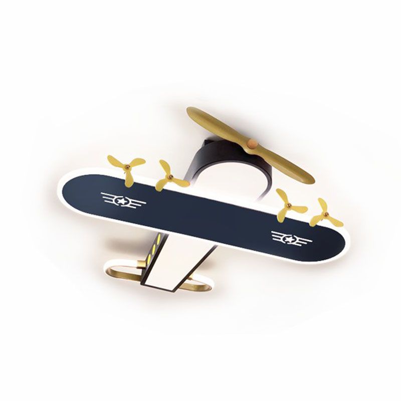 Aircraft Flush Light Minimalist Acrylic Kids Bedroom LED Flush Ceiling Light Fixture in Grey