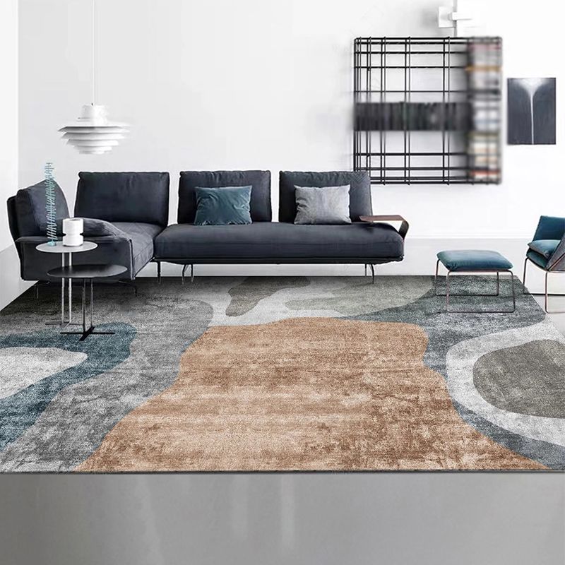 Ash Black Modern Rug Polyester Grafisch Tapijten Niet-slip achterste tapijt voor woonkamer