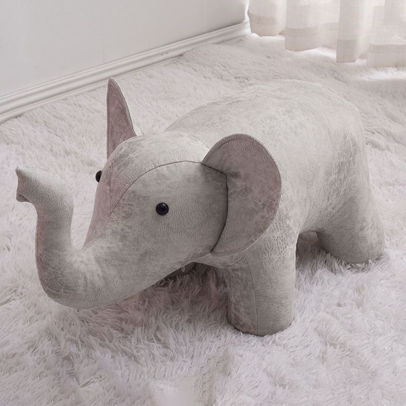 Fabric Pouf Solid Color Animal Shape Stain Resistant Modern Pouf Ottoman