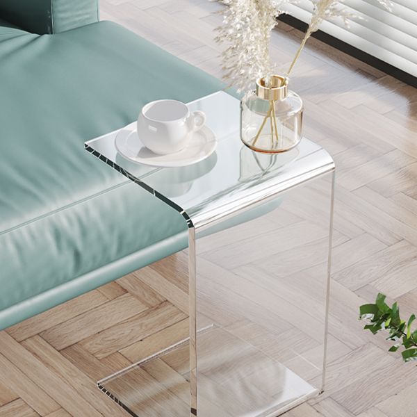 Modernistic Plastic Side Table Abstract with Storage Rectangular Living Room