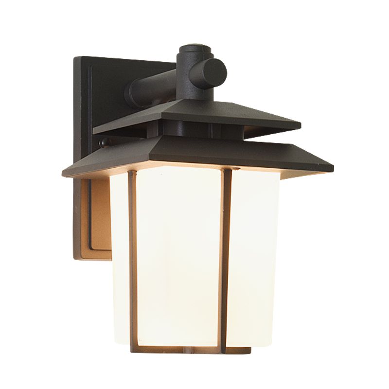 Loda de vidrio de vidrio de vidrio White Splone Lodge 1 Bulb Patio Patio Defixia de iluminación de pared en bronce/negro