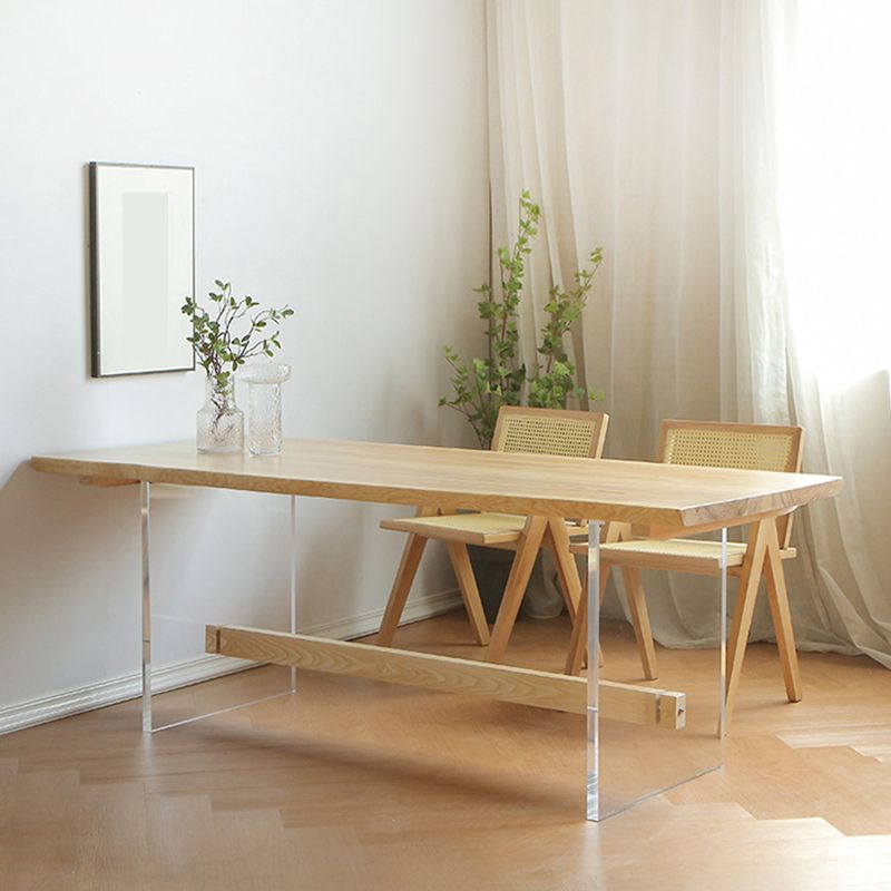 Rectangle Dining Table Contemporary Style Solid Wood Natural Dinner Table