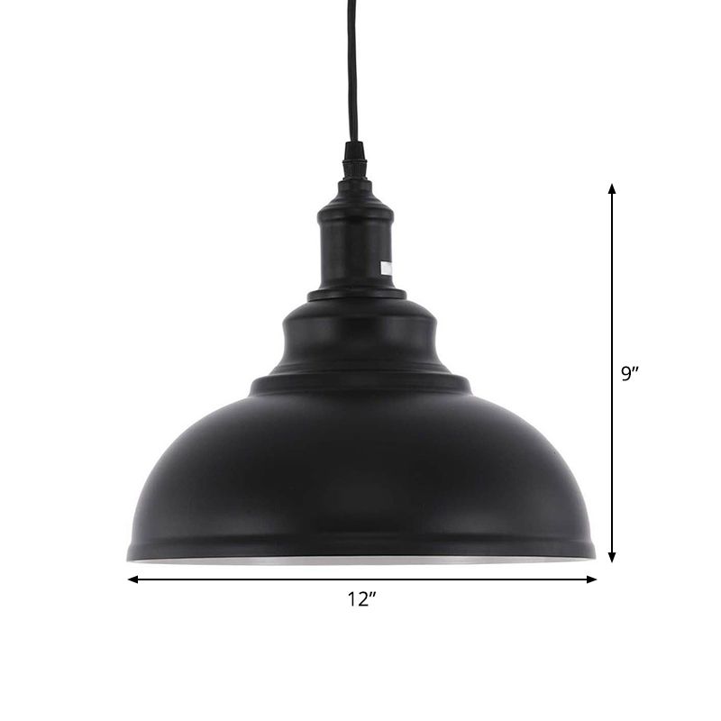 Metal Black Hanging Light Fixture Bowl 1 Head Industrial Ceiling Pendant Lamp with Plug-in Cord