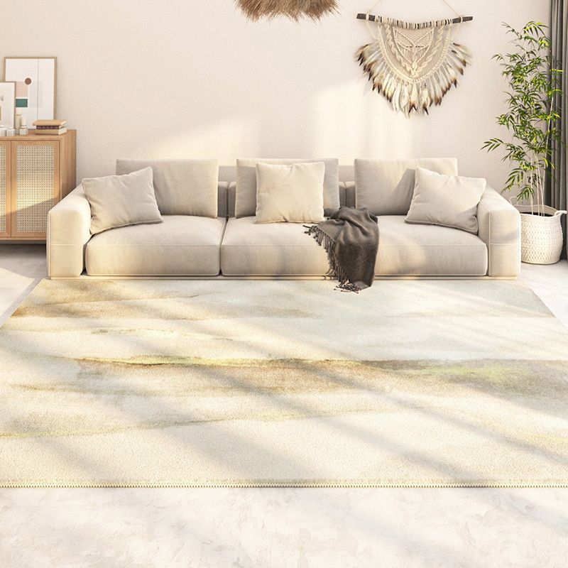Beige Graphic Rug Polyester Modern Indoor Rug Washable Rug for Living Room