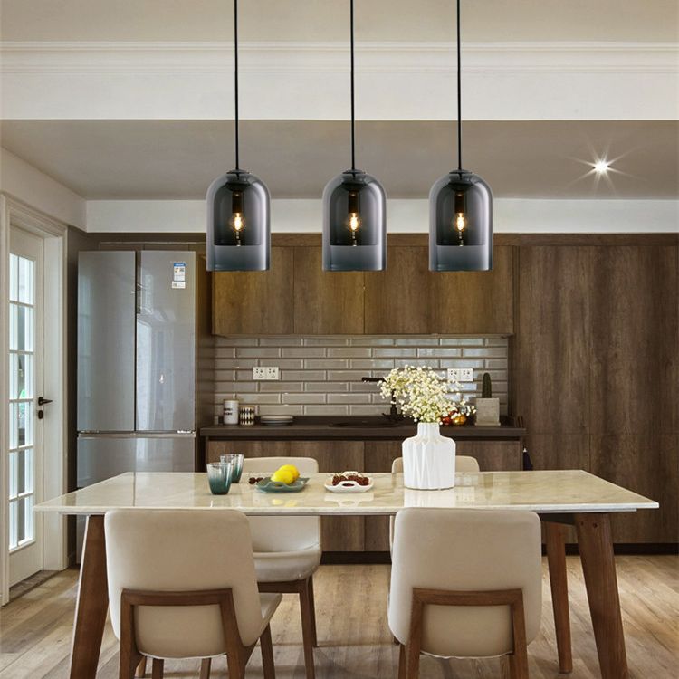 Bell Hanging Light Fixture Minimalist Style Glass Pendant Light Kit for Dinning Room