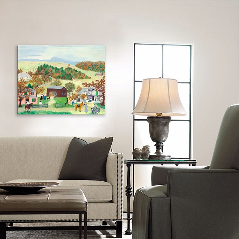 Canvas Textured Art Print Vintage Field Scenery Wall Decor in Yellow for Bedroom