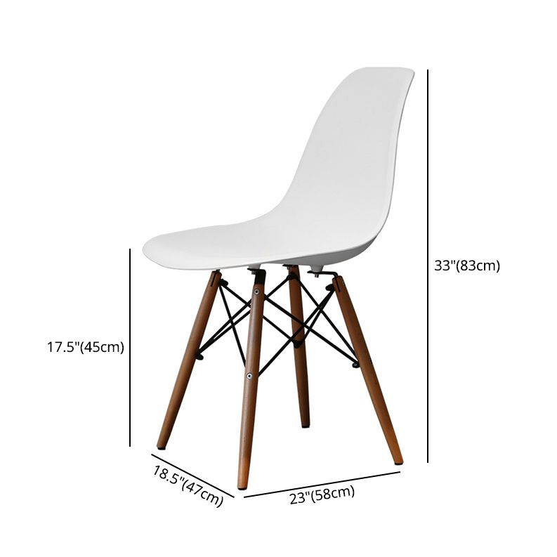 Glam Style Side Chair Set Plastic Dining Room Side Chair with Wood Legs