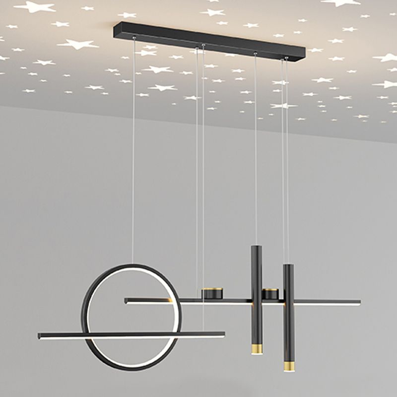 7 luces de isla geométrica ligera Candelera de isla de metal contemporánea