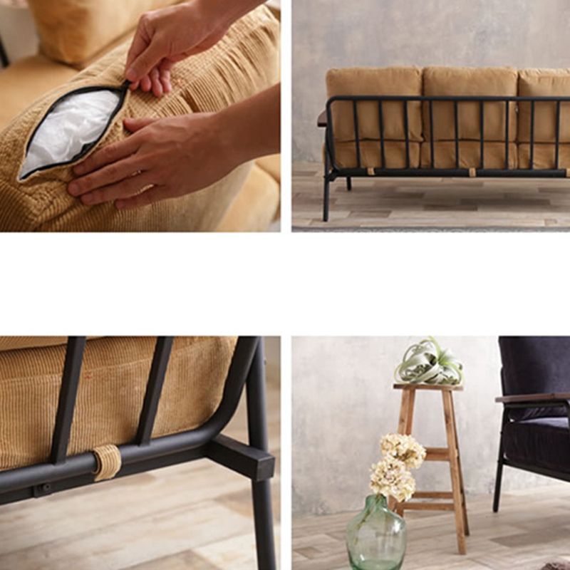 Contemporary Square Arm Sofa Cushions Standard Settee for Apartment