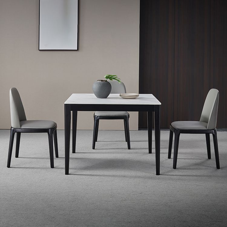 Mesa de comedor blanca de forma cuadrada Mesa de piedra sinterizada industrial con 4 patas