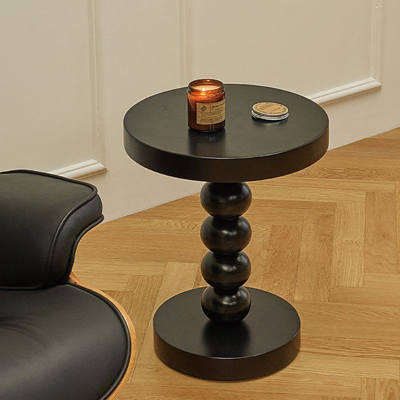 Round Solid Wood Side Table Scandinavian 20" Tall Pedestal End Table