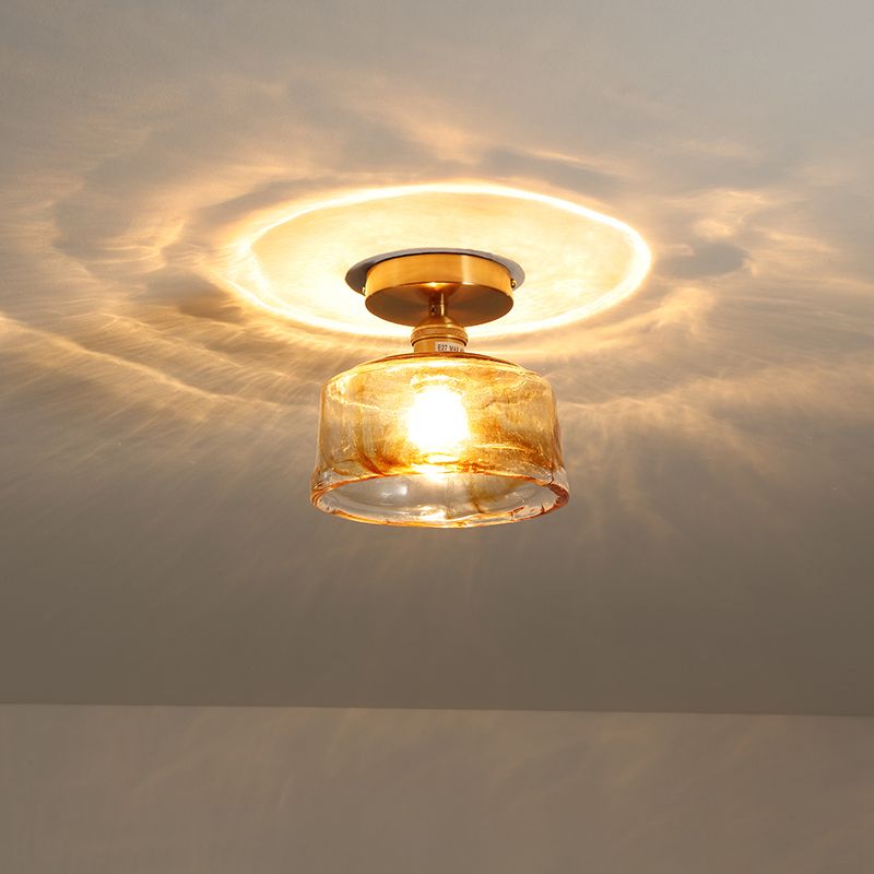Nordic Style Copper Ceiling Light Geometry Shape Ceiling Lamp for Living Room