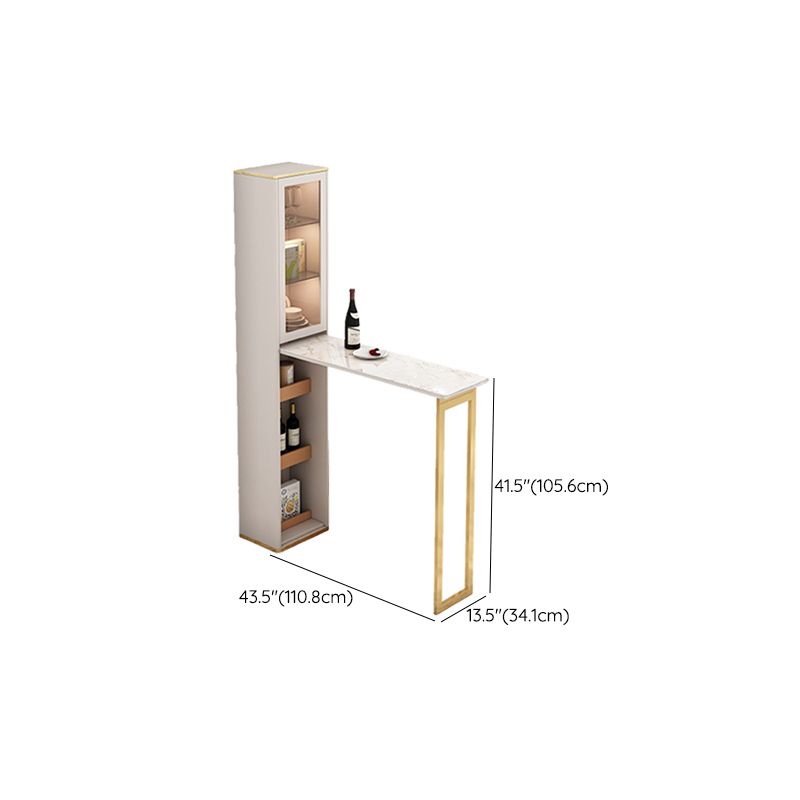 Folding Bar Pub Table Set 2/3 Pcs Storage Base Bar Table and Upholstered Stools