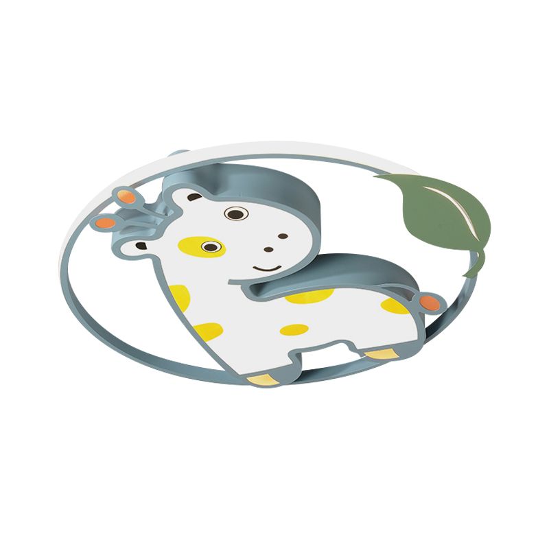 Lámpara empotrada de jirafa/unicornio de dibujos animados, accesorio de iluminación LED empotrado para dormitorio de niños de hierro en rosa/amarillo/azul